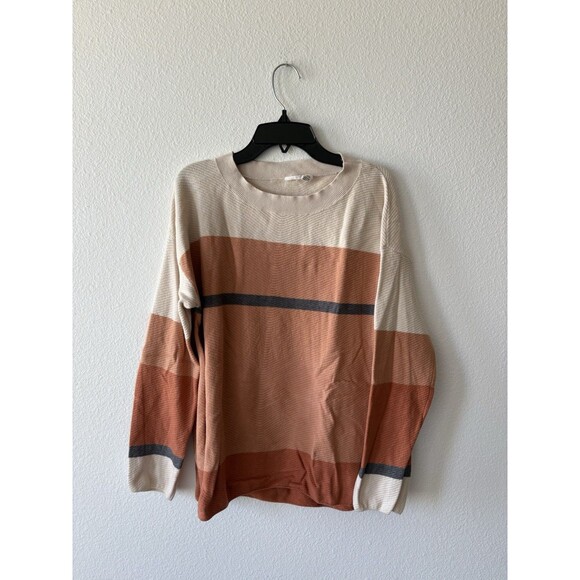 Roxy Women's Sweater Orange/Cream/Gray Crew Neck Size Small - Picture 1 of 6